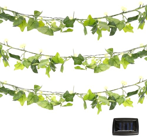Gardenwize – 2m x 20 Piece Solar Powered Bright Bulb Garden String Lights, Pathway Lights – Decorative Garden Decorations No Running Costs (Outdoor Ivy)