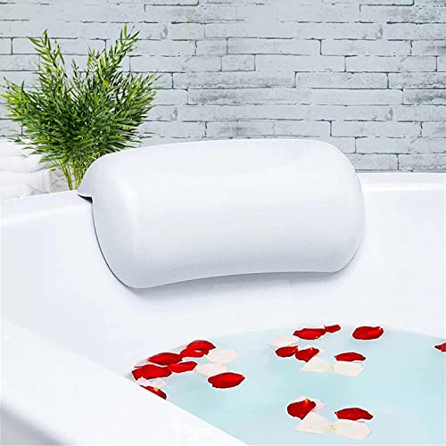 Lonkenn Badewannenkissen, Ergonomisches Badekissen, PU-Wannenkissen mit Saugnäpfen, wasserdichte Badewannen Kissen, Badewanne Nackenpolster, rutschfest, Bad Zubehör für Badewanne, Spa-Weiß