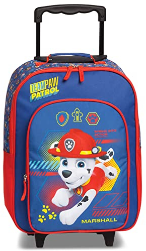 Fabrizio Paw Patrol Chase Marshall Skye Kinder Trolley Kinderkoffer Weichgepäck Polyester 32 x 42 x 16/21 cm Vol. 17 l (Blau Marshall)