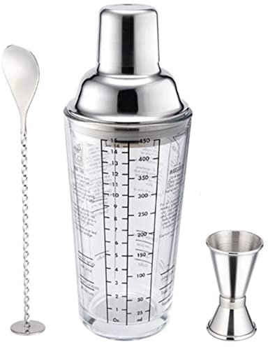 Samnuerly Coctelera Set de 3 Recetas CóctelesCoctelera de Barra de Acero Inoxidable