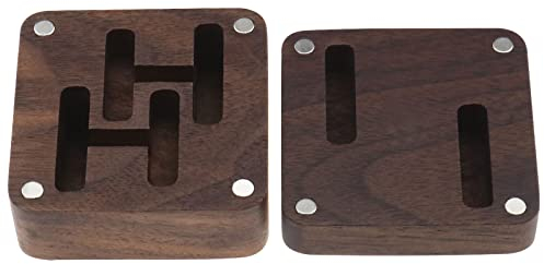 VGOL Manschettenknöpfe, aus Holz, magnetisch, Manschettenknöpfe, Schmuck-Organizer, Zubehör für Herren und Jungen, 4,7 x 4,7 cm, Braun