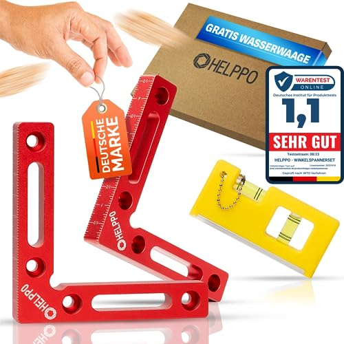 HELPPO Dein Winkelspanner Set für die Werkstatt - präzises Anfertigen von 90-Grad-Winkel Verbindungen, Hilfe zum schnellen fixieren von Holzbretter und Aluprofile