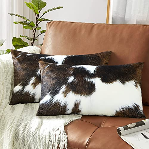 JOTOM Housses de Coussins en Velours Double Face Décoratif Canapé Taie d'oreiller Doux Decoration pour Maison Salon Chambre Canapé Décoration Lot de 2 (30x50 cm, Peau de Vache A)