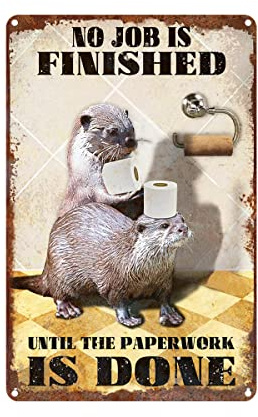 Lustiger Spruch Retro Blechschild Otter Metallschild Sprüche für Badezimmer Gäste WC Deko Toilette Schild lustige Geschenk