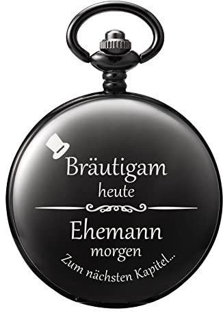 TREEWETO Personalizado Grabado Reloj De Bolsillo Para Hombres Groomsman Mejor Hombre Relojes De Bolsillo Cuarzo Fobwatch - Novio Regalos Para Boda Regalos De Padrino De Boda Regalo De Boda, 3