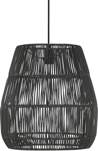 PR Home of Scandinavia Saigon Takskärm Rattan-Deckenlampe, stilvolle Hängeleuchte für Boho Stil Dekoration, perfekt für Wohnräume schwarz 38 cm