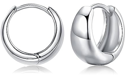 CERSLIMO Silver 8mm Hoop Earrings - Sterling Silver, Chunky Huggie, Hypoallergenic, Perfect for Stacking or Wearing Alone