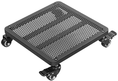 LINONI Quadratische Metallpflanze Blumenständer mit Bremse, Outdoor und Indoor Blumenständer, universelle Radrollet,Schwer,Mobiles Blumenregal,Schwarz,35x35cm
