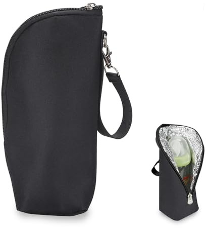 HOTMNTY Baby Flaschenwärmer Tasche,Milchflasche Isoliertasche,Baby Flaschen Isolierbeutel,Tragbare Isoliertasche für Babyflaschen,Universal Babyflaschenwärmer Tasche mit Lanyard (Schwarz)