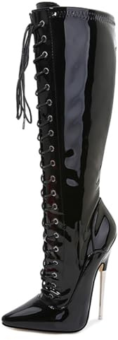 Sexy Ultra-High Heel Stiefel 18CM Stiletto Spitz Lackleder Elastische Overknee Stiefel Hohe Stiefel Pole Dance Boots