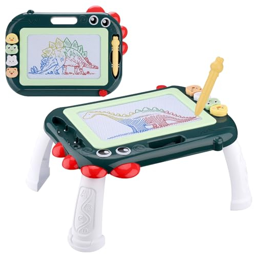 Fentar Magnettafel Kinder, Maltafel Zaubertafel mit Abnehmbarem Bein, Magnetische Maltafel mit Stift und Stempeln, Schöne Cartoon Zaubertafel Kinder ab 2 Jahre, Spielzeug Geschenk ab 2 Jahre Junge