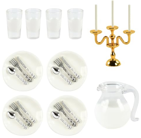 Accessori Ornamenti in Miniatura, 22pcs Miniatura Stoviglie per Casa Delle Bambole, Set di Tazze per Latte in Miniatura, Accessori Cucina per Casa Delle Bambole in Miniatura