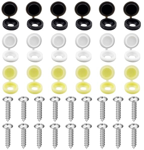 DSFSAEG 36 viti e tappi per targa auto, targa auto, 18 tappi e 18 viti kit di fissaggio per targa auto, tappi bianchi gialli e neri