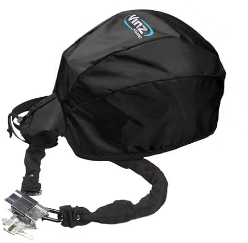 VINZ Crest Helmtasche/Helmbeutel | Helmsack für Motorradhelm/Roller Helm | mit praktischer Aussparung für EIN Kettenschloss/Kabelschloss - Schwarz