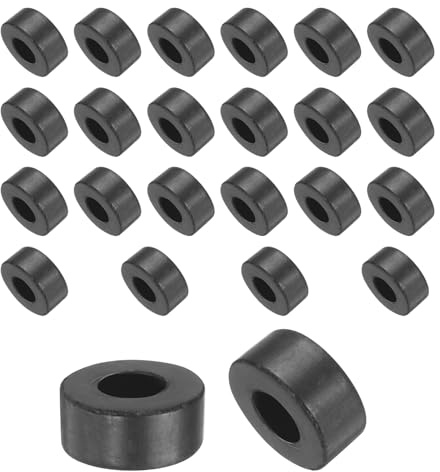Sourcing Map 24pcs Rubber Spacers, 11mm OD x 5mm ID x 5mm Height, Round, Anti Vibration, Black