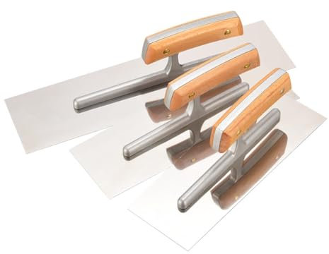 ClAZTyict 3 Stück Flache Trockenbaukelle Edelstahl Putzkelle Maurerkelle Maurerkelle Sets mit Holzgriff