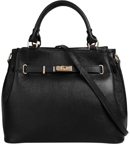 Samantha Look Handtasche Echt Leder Damen Made in Italy, geräumige Henkeltasche mit Smartphonefach