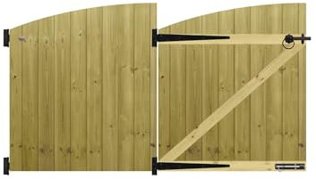 Premier Garden Supplies Made to Measure Tongue & Groove Semi-Braced Arch Top Driveway Gates for Measurements Height 3ft - 4ft (90-120cm) x Width: 183cm - 213cm +600mm Hinge Ring Latch Kit