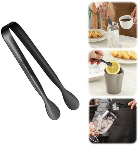 Vintage Rose Handle Sugar Tongs,Rose Relief Stainless Steel Ice Cube Clips Sugar Tongs Small Food Clips for Tea and Coffee Party, Appetizers Desserts Kitchen Barware (black-1)