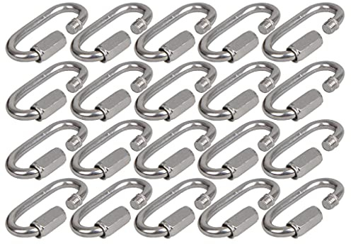 20er Pack Schraubglied Kettenschnellverschluss – Kettennotglied aus verzinktem Stahl, Karabiner mit Schraubverschluss, Hochfest & Langlebig, Ideal für Hängematten, Boxsäcke, Sonnensegel & Mehr (12 mm)