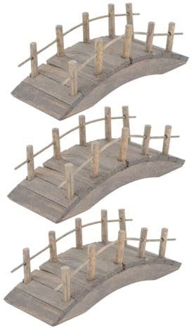 Mipcase 3pcs Wooden Miniature Arch Bridge Dollhouse Bridge Railings for Fairy Garden Decor Bonsai Plant Outdoor Dollhouse Scene