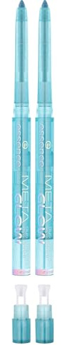essence META GLOW duo-chrome eye pencil, Nr. 04, Blau, langanhaltend, hochpigmentiert, Wischfest, farbintensiv, holographisch, vegan, wasserfest, Nanopartikel frei, ohne Parfüm, 2er Pack (0.22g)