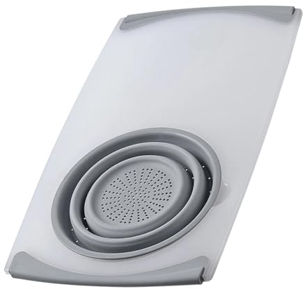Over the Sink Cutting Board - Portable Kitchen Card, Extendable Colander Tray, Overcome Cutting with Drain Basket and Storage Containers for Chopping, Washing Fruit