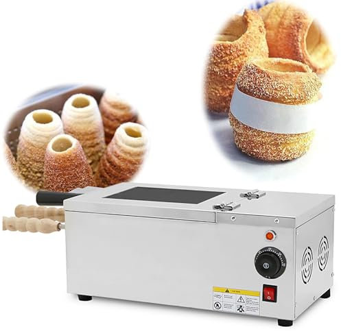 RoyceBee Commercial Electric Chimney Cake Oven Machine, 1500W Chimney Bread Cake Oven with 2 Non-Stick Baking Molds for Ice Cream Cones, Bread Rolls, Pastries Professional & Home Use