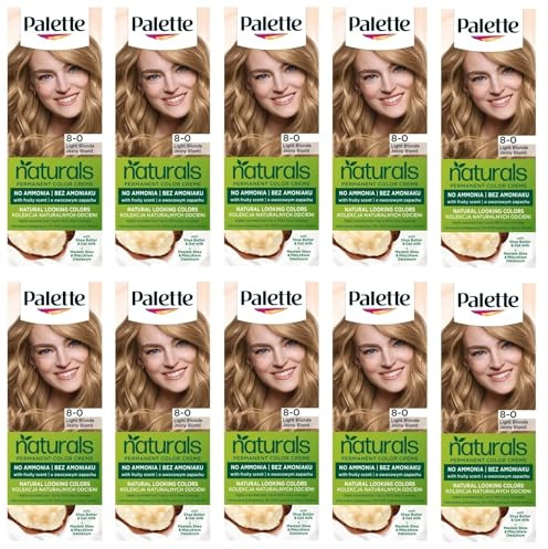 Confezione da 10 palette Permanent Naturals Color Cream 8 – 0 (300) Light Blond Hair Color – Full Box – con istruzioni in inglese (lingua italiana non garantita)