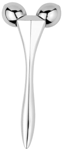 FIXOSHEE Portable Silver Face Roller Massager Anti-aging Skin Care Tool for Men and Women Smooth Material Comfortable Grip Facial and Eye Massage Device for Home and Salon Use