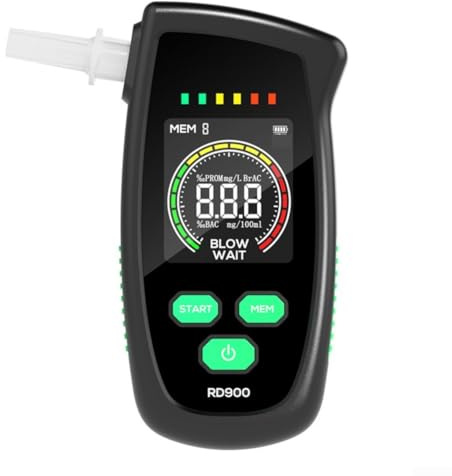 Testeur d'alcool portable multi-unités avec chargement USB et 5 embouts buccaux pour une mesure flexible du BAC