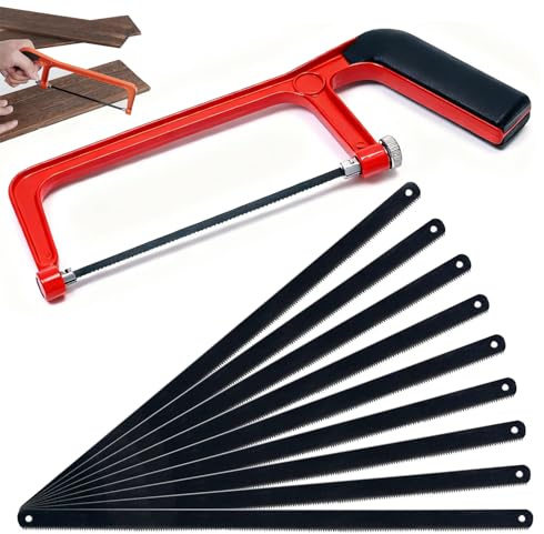 Mini Hacksaw,Junior Hacksaw with 10 Blades Hacksaws for Metal Cutting Metal Saw for Cutting PVC Wood, and Shingles,Mini Hand Saw for Precise Cuts,Ideal for DIY Projects