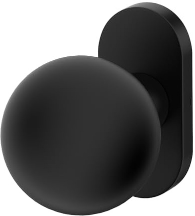 ERGO line Fest Schwarz Türknopf, 1 Oval Türknauf für Haustüren und Innentüren, Nicht Drehbar, Kugelknauf auf Ovalrosette, Feststehender Türknopf aus V2A Edelstahl