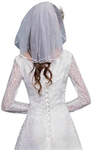 Fesnova Schleier Braut, Perle Brautschleier Kurz, Kinder Weiß Schleier, für Hochzeit, Junggesellinnenabschied, Aufführungen, Partydekorationen