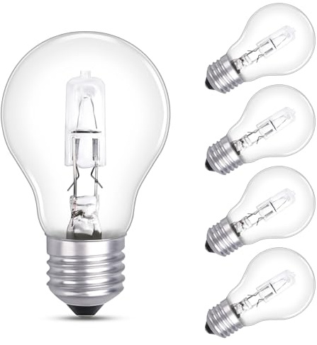 Morotty A55 E27 Glühbirne Dimmbar, 570LM 2700K Warmweiß, E27 Globe Glühbirne Classic Klar AC 230V, Dekorative E27 für Kronleuchter Wandlampe, A55 Birnenform, 5 Stück