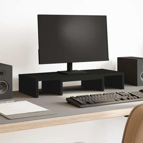 Zentexion monitorställ justerbart svart trämaterial 60 x 24 x 10,5 cm ergonomiskt stabil för datorbord laptopstativ skrivbord spelbord platsbesparande för hemmakontor vardagsrum