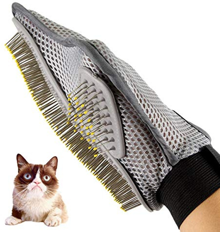 SUAVER Fellpflege Hundebürste, Tierhaarentferner Handschuh Magic Haustier Massagehandschuh Hunde Katzen Fell Badebürste Haarentferner Fellpflegehandschuh Gummi Grooming Shedding Deshedding