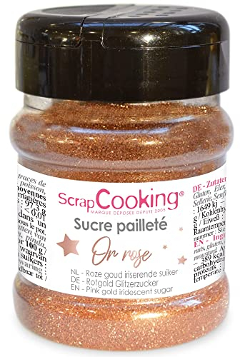 SCRAP COOKING Sucre Pailleté Or Rose 160g - Poudre Alimentaire Pailleté, Décoration Pâtisserie, Bûche, Entremets, Petits Gâteaux - 4547