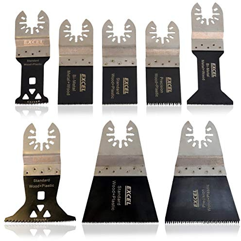 Excel 8PC Oscillating Multi Tool Blade Set for Wood Plastic Metal Quick Release
