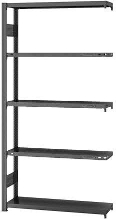 EUROKRAFT | pro | System-Steckregal | Bauart mittelschwer | Regalhöhe 2000 mm | Anbauregal | Breite x Tiefe 1000 x 300 mm