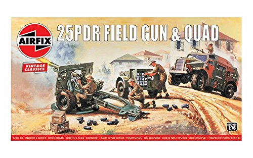 Airfix 25PDR Field Gun & Quad Artilleriegeschütz und Fahrzeug Modellbausatz