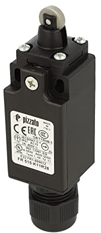 FR 515-K11R28 | PIZZATO LIMIT SWITCH, 12MM DIAMETER ROLLER PLUNGER STEEL, 1NO 1NC, CABLE GLAND FOR 6-12MM CABLES
