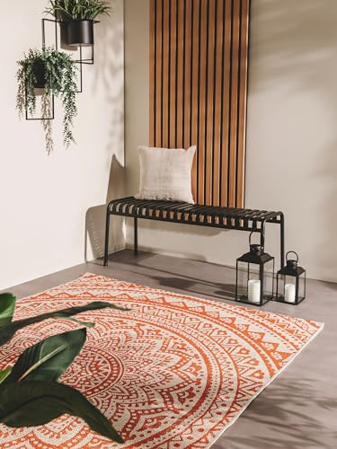 benuta Nest Teppich Cleo - Orange 80x150 cm - Kunstfaser - Outdoor geeignet - Rechteckig & im Style: Ethno-Style, Orient Style - Pflegeleicht für Wohnzimmer Schlafzimmer