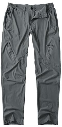 Postropaky Mens Hiking Quick Dry Lightweight Waterproof Fishing Pants Outdoor Travel Climbing Stretch Pants (Dark Gray, 42W x 30L)