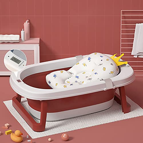 LRBBH Zusammenklappbare Babybadewanne, Tragbarer Haushalt Neugeborener Faltbarer Säuglingsbadewanne, Robust Und Rutschfest Für Leicht Baden Kleinkindkinder,Rosa,C