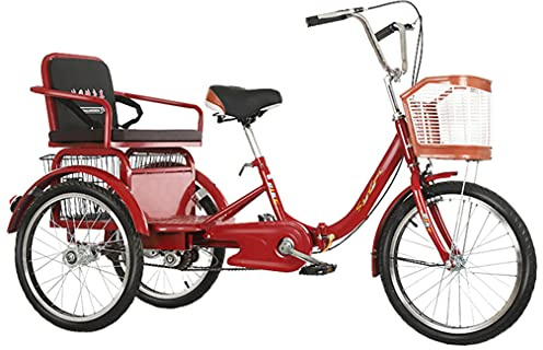 Erwachsene Cruiser Cycling 20 Zoll Trike Fahrrad Großer Einkaufskorb, Faltbare Dreiräder mit Rücksitz - Für Einkaufen Übung Freizeit