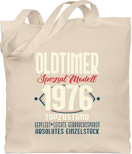 Shirtracer Baumwolltasche - 50. Geburtstag - Oldtimer Spezial Modell 1974 - Unisize - Naturweiß - geburtstagsgeschenk für mama 50 geschenk zum fünfzigsten 50.geburtstag 1972 beutel geschenkartikel