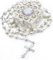 FLAFARY Rosary Set, First Communion for Girls and Boys, Rosary Beads Catholic for Men, Women and Kids Packed in Transparent Plastic Bag, Grandmother, Elders(white)