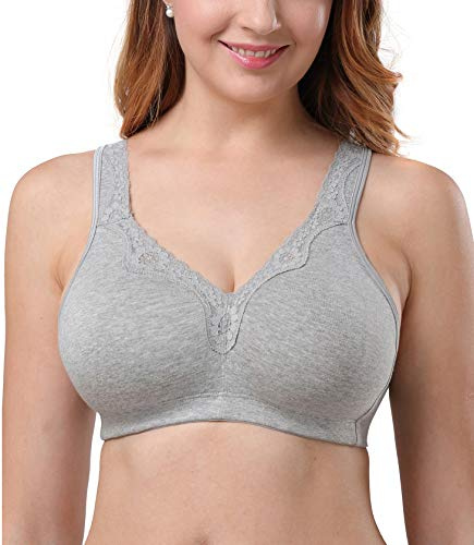 DotVol Soutien Gorges Coton Grand Tailles Dentelle Confortables Bonnet Complète sans Armature Gris 130C