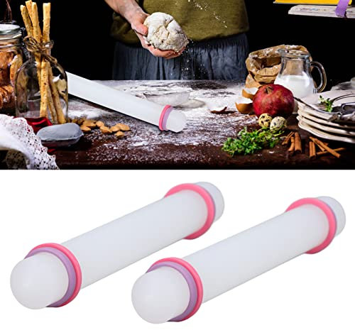 YESYZX 2 Pezzi di plastica mattarello per la Cottura con Anelli di Spessore Sicuro Durevole Robusto plastica Antiaderente Superficie Ampia Applicazione Piccolo mattarello